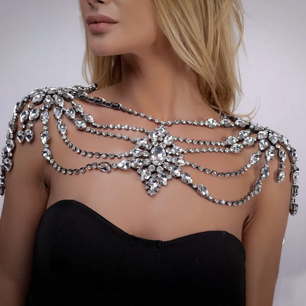 Boho คริสตัลเจ้าสาวไหล่โซ่สร้อ - Pearl Trim Chain บทวิจารณ์และราคา