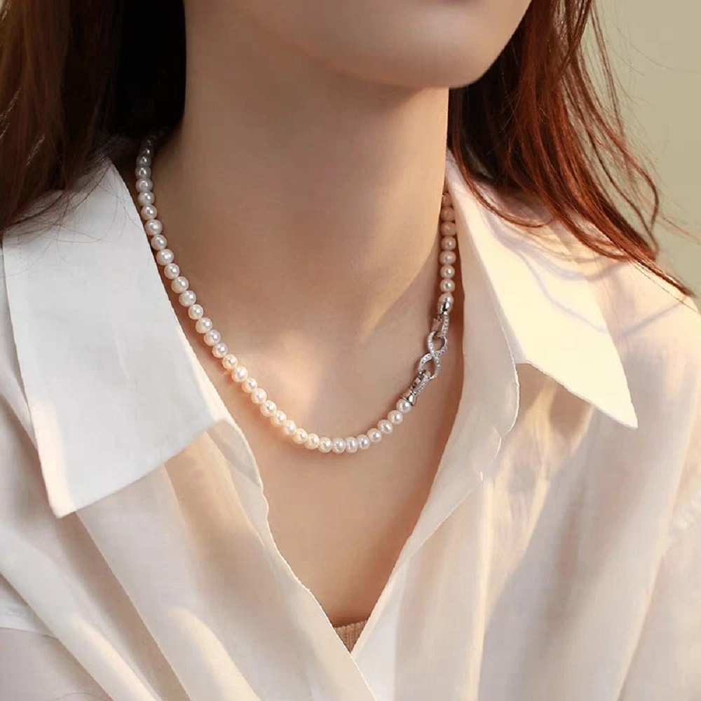 สร้อยคอไข่มุกธรรมชาติอะโกยะ เอ - Pearl Trim Chain บทวิจารณ์และราคา